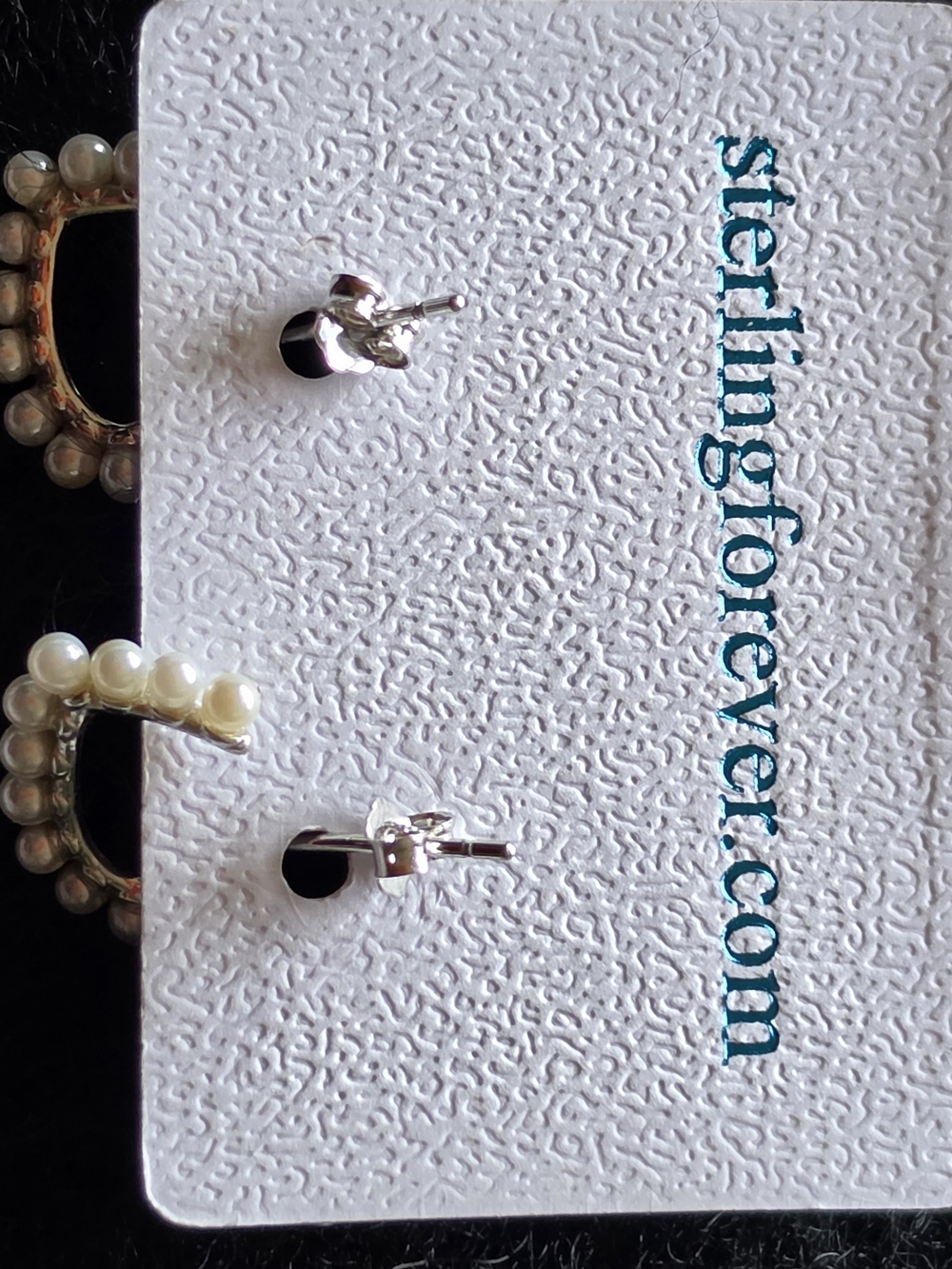 Sterling Forever Pearl Hoop Earrings - White Pearls - Picture 3 of 8